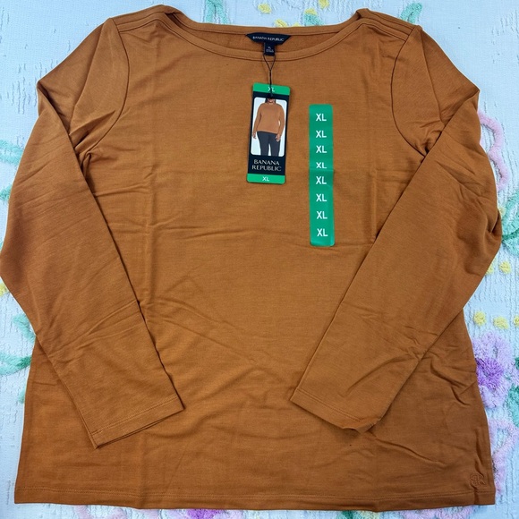 Banana Republic Tops - Banana Republic Boatneck Long Sleeve Top Rayon Blend Stretch Tee New